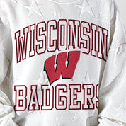 WISCONSIN BADGERS BIG PLAY ENERGY KIDS EMBOSSED STAR CREWNECK