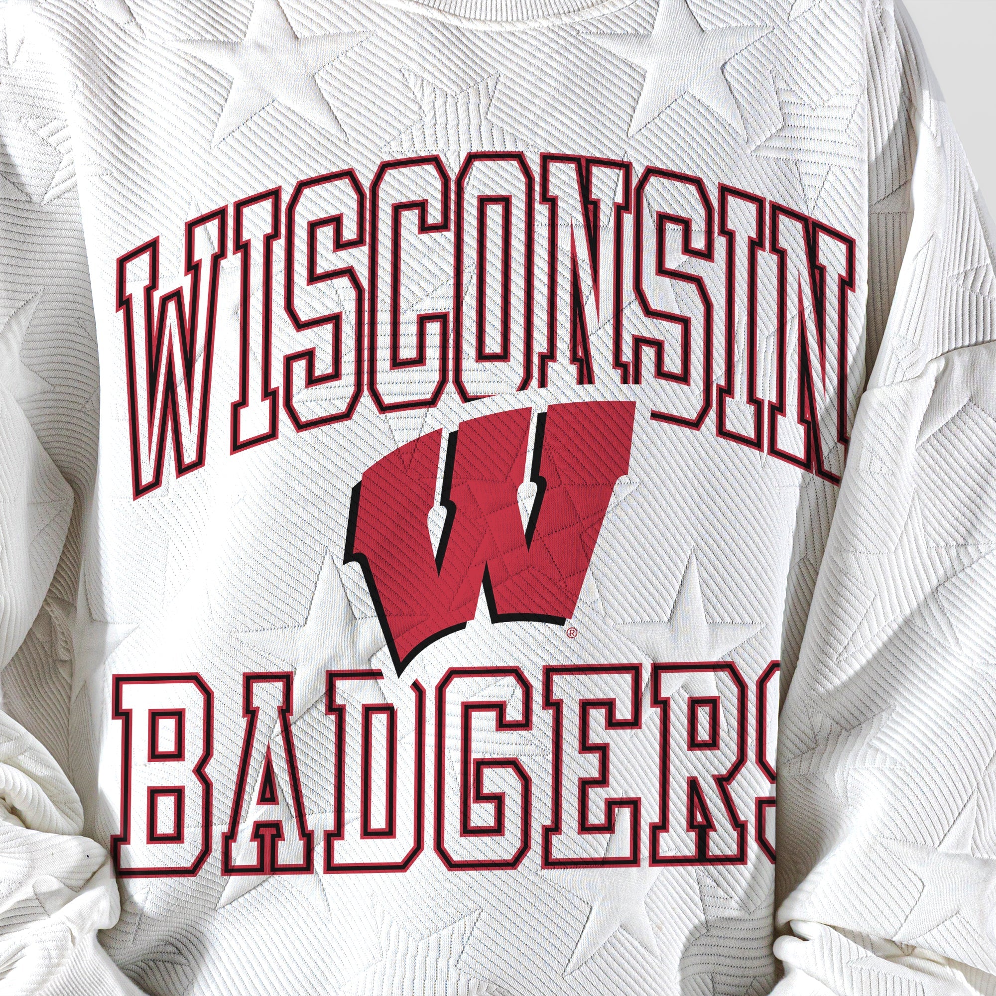 WISCONSIN BADGERS BIG PLAY ENERGY KIDS EMBOSSED STAR CREWNECK
