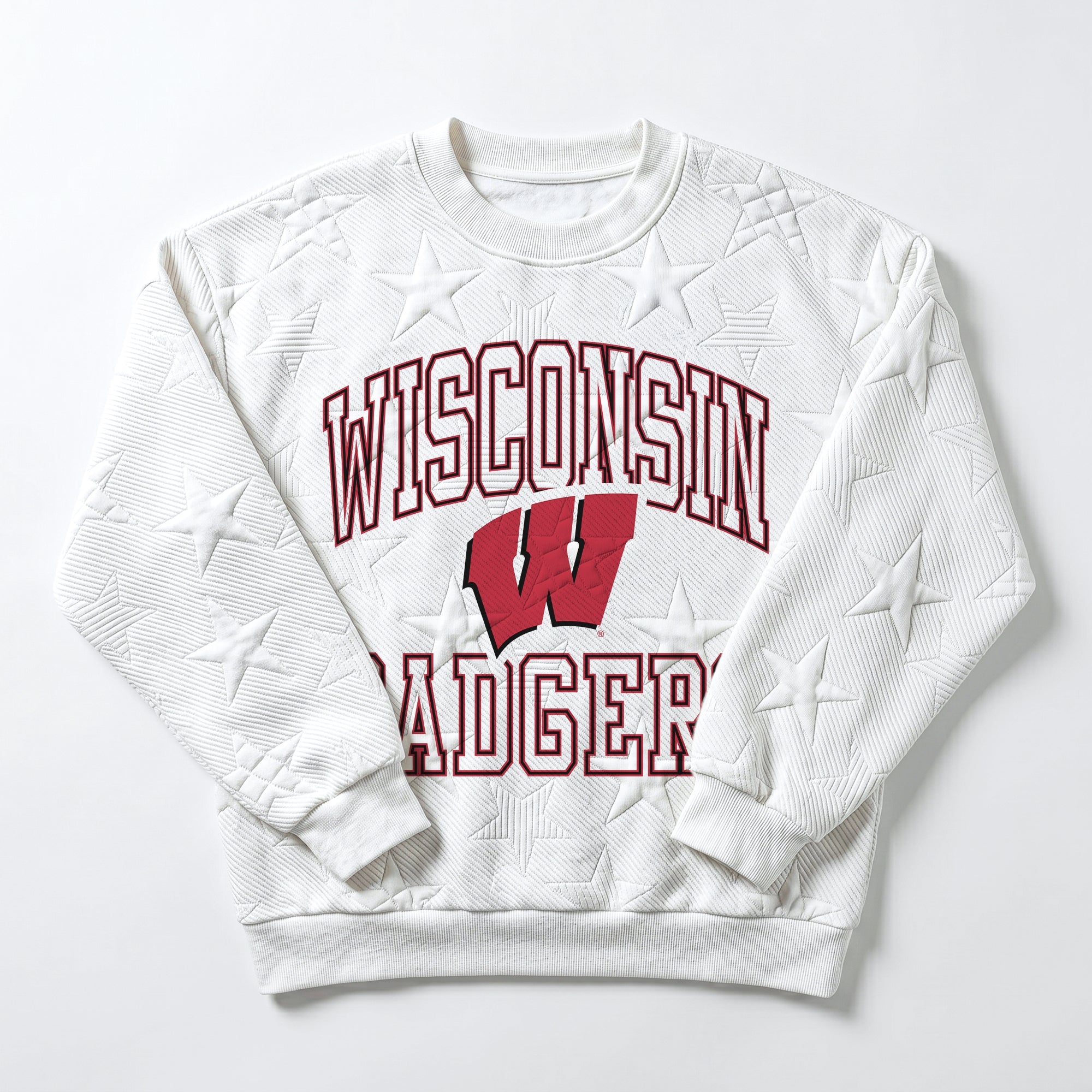 WISCONSIN BADGERS BIG PLAY ENERGY KIDS EMBOSSED STAR CREWNECK