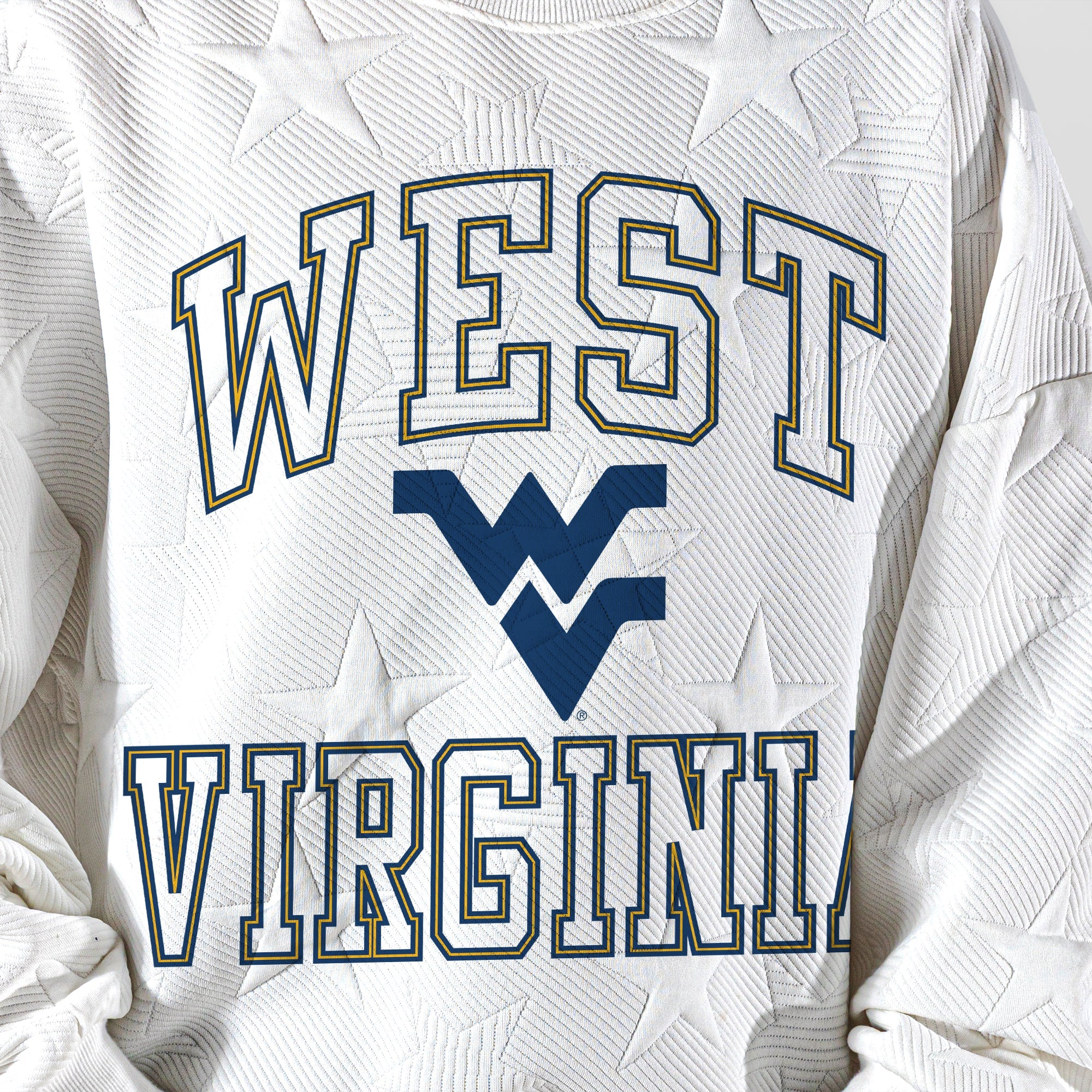 WEST VIRGINIA MOUNTAINEERS BIG PLAY ENERGY KIDS EMBOSSED STAR CREWNECK