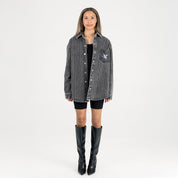 AIR FORCE FALCONS STYLES THE LIMIT MICRO-RHINESTONE DENIM OVERSHIRT IN BLACK