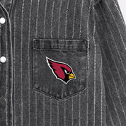 ARIZONA CARDINALS STYLES THE LIMIT MICRO-RHINESTONE DENIM OVERSHIRT IN BLACK