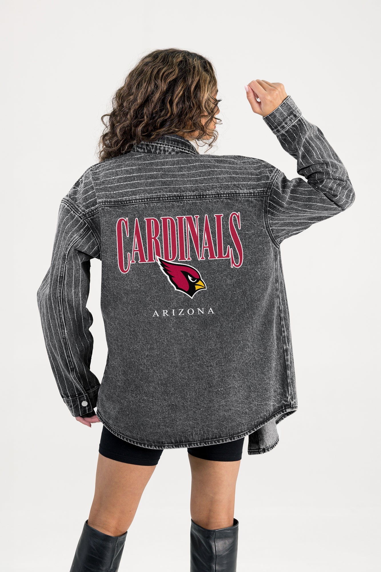 ARIZONA CARDINALS END ZONE ENERGY MICRO-RHINESTONE OVERSHIRT BY RANDI MAHOMES