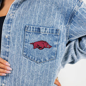 ARKANSAS RAZORBACKS STYLES THE LIMIT MICRO-RHINESTONE DENIM OVERSHIRT