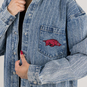 ARKANSAS RAZORBACKS STYLES THE LIMIT MICRO-RHINESTONE DENIM OVERSHIRT