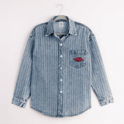 ARKANSAS RAZORBACKS STYLES THE LIMIT MICRO-RHINESTONE DENIM OVERSHIRT