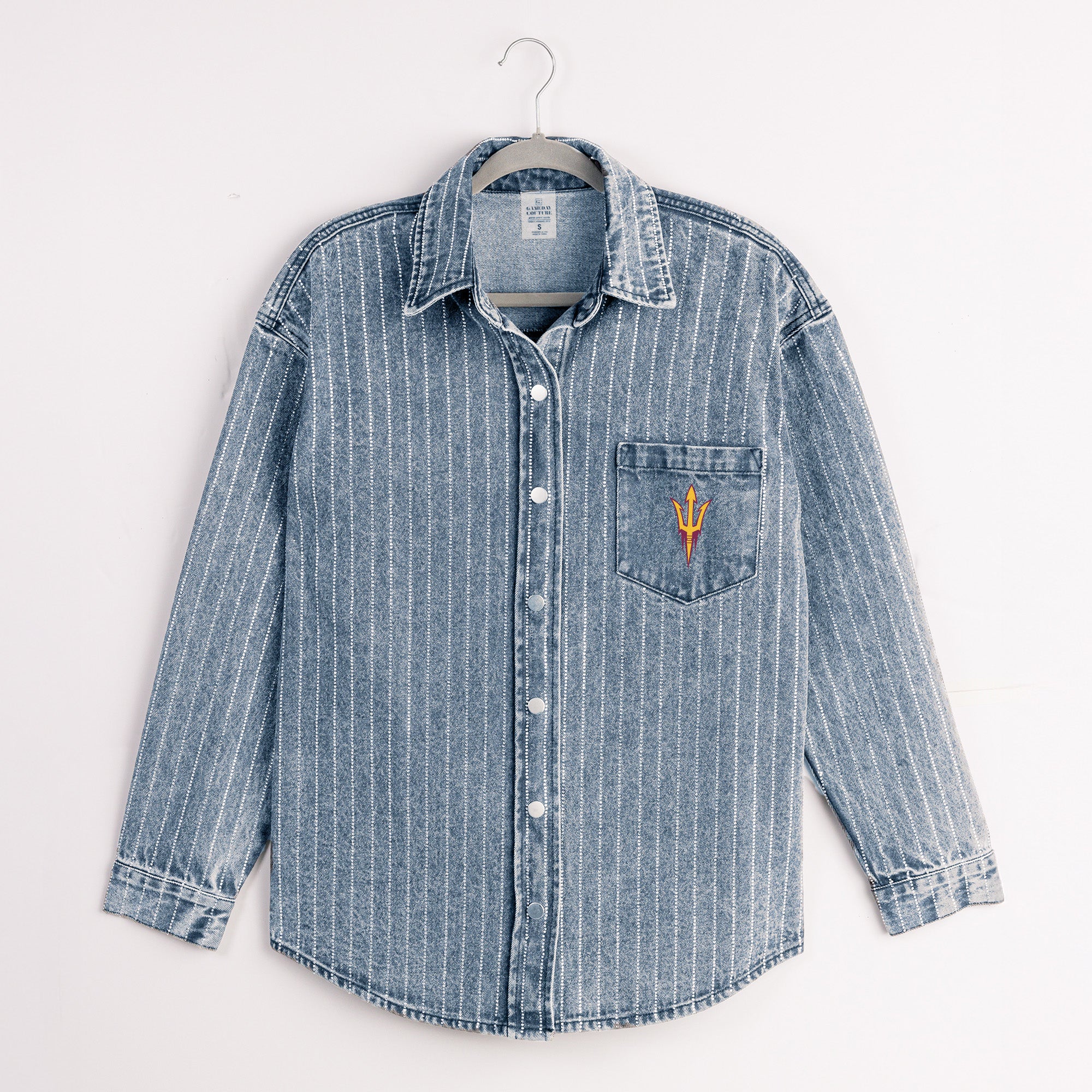 ARIZONA STATE SUN DEVILS STYLE'S THE LIMIT MICRO-RHINESTONE DENIM OVERSHIRT