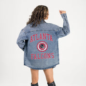 ATLANTA FALCONS STYLES THE LIMIT MICRO-RHINESTONE DENIM OVERSHIRT