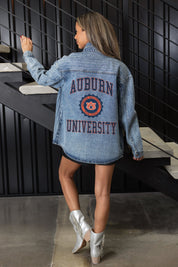 AUBURN TIGERS STYLES THE LIMIT MICRO-RHINESTONE DENIM OVERSHIRT