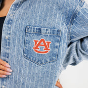 AUBURN TIGERS STYLES THE LIMIT MICRO-RHINESTONE DENIM OVERSHIRT