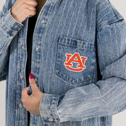 AUBURN TIGERS STYLES THE LIMIT MICRO-RHINESTONE DENIM OVERSHIRT