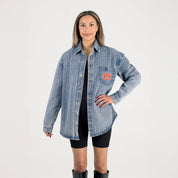 AUBURN TIGERS STYLES THE LIMIT MICRO-RHINESTONE DENIM OVERSHIRT