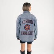 AUBURN TIGERS STYLES THE LIMIT MICRO-RHINESTONE DENIM OVERSHIRT