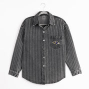 BALTIMORE RAVENS STYLES THE LIMIT MICRO-RHINESTONE DENIM OVERSHIRT IN BLACK