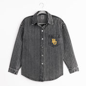 BAYLOR BEARS STYLES THE LIMIT MICRO-RHINESTONE DENIM OVERSHIRT IN BLACK