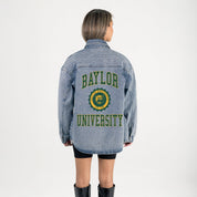 BAYLOR BEARS STYLES THE LIMIT MICRO-RHINESTONE DENIM OVERSHIRT