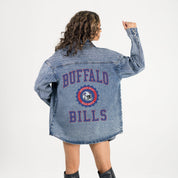 BUFFALO BILLS STYLES THE LIMIT MICRO-RHINESTONE DENIM OVERSHIRT