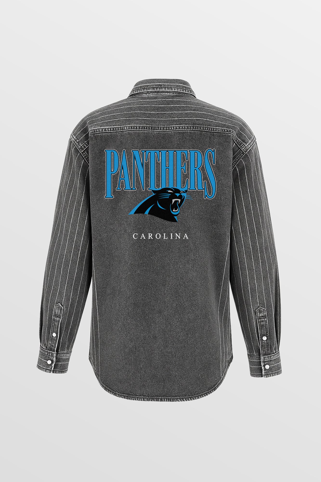 CAROLINA PANTHERS END ZONE ENERGY MICRO-RHINESTONE OVERSHIRT BY RANDI MAHOMES