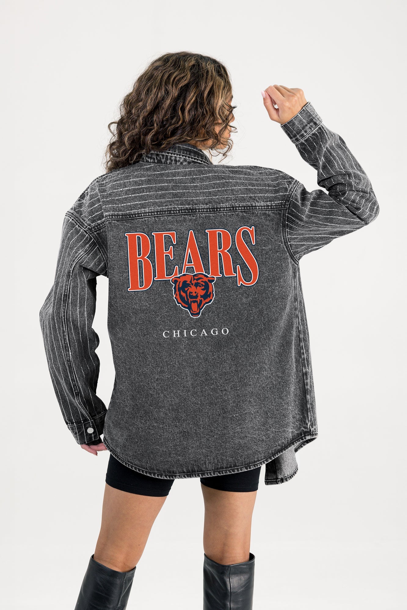 CHICAGO BEARS END ZONE ENERGY MICRO-RHINESTONE OVERSHIRT BY RANDI MAHOMES