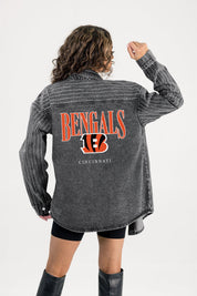 CINCINNATI BENGALS END ZONE ENERGY MICRO-RHINESTONE OVERSHIRT BY RANDI MAHOMES
