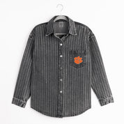 CLEMSON TIGERS STYLES THE LIMIT MICRO-RHINESTONE DENIM OVERSHIRT IN BLACK