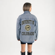 COLORADO BUFFALOES STYLES THE LIMIT MICRO-RHINESTONE DENIM OVERSHIRT