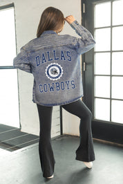 DALLAS COWBOYS STYLES THE LIMIT MICRO-RHINESTONE DENIM OVERSHIRT