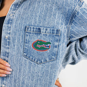 FLORIDA GATORS STYLES THE LIMIT MICRO-RHINESTONE DENIM OVERSHIRT