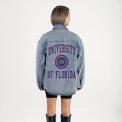 FLORIDA GATORS STYLES THE LIMIT MICRO-RHINESTONE DENIM OVERSHIRT