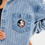 FLORIDA STATE SEMINOLES STYLES THE LIMIT MICRO-RHINESTONE DENIM OVERSHIRT