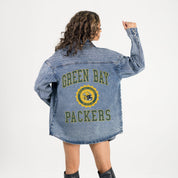 GREEN BAY PACKERS STYLES THE LIMIT MICRO-RHINESTONE DENIM OVERSHIRT