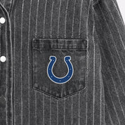 INDIANAPOLIS COLTS STYLES THE LIMIT MICRO-RHINESTONE DENIM OVERSHIRT IN BLACK