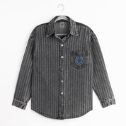 INDIANAPOLIS COLTS STYLES THE LIMIT MICRO-RHINESTONE DENIM OVERSHIRT IN BLACK