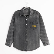 IOWA HAWKEYES STYLES THE LIMIT MICRO-RHINESTONE DENIM OVERSHIRT IN BLACK