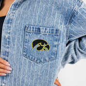 IOWA HAWKEYES STYLES THE LIMIT MICRO-RHINESTONE DENIM OVERSHIRT