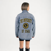 IOWA HAWKEYES STYLES THE LIMIT MICRO-RHINESTONE DENIM OVERSHIRT