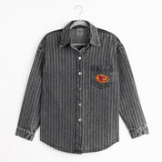 IOWA STATE CYCLONES STYLES THE LIMIT MICRO-RHINESTONE DENIM OVERSHIRT IN BLACK