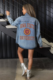 IOWA STATE CYCLONES STYLES THE LIMIT MICRO-RHINESTONE DENIM OVERSHIRT