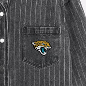 JACKSONVILLE JAGUARS STYLES THE LIMIT MICRO-RHINESTONE DENIM OVERSHIRT IN BLACK