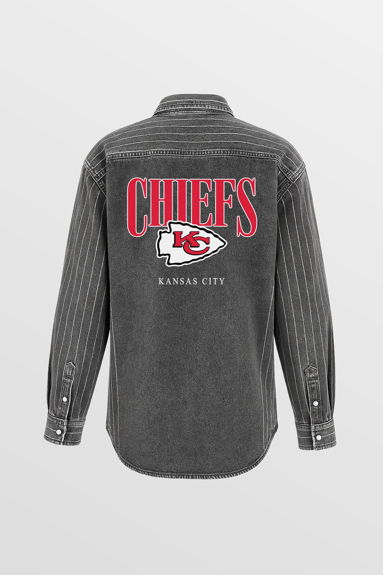 KANSAS CITY CHIEFS END ZONE ENERGY MICRO-RHINESTONE OVERSHIRT BY RANDI MAHOMES