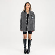 KENTUCKY WILDCATS STYLES THE LIMIT MICRO-RHINESTONE DENIM OVERSHIRT IN BLACK