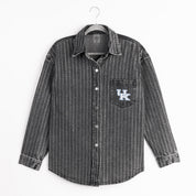KENTUCKY WILDCATS STYLES THE LIMIT MICRO-RHINESTONE DENIM OVERSHIRT IN BLACK