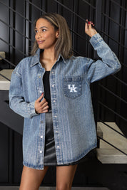 KENTUCKY WILDCATS STYLES THE LIMIT MICRO-RHINESTONE DENIM OVERSHIRT
