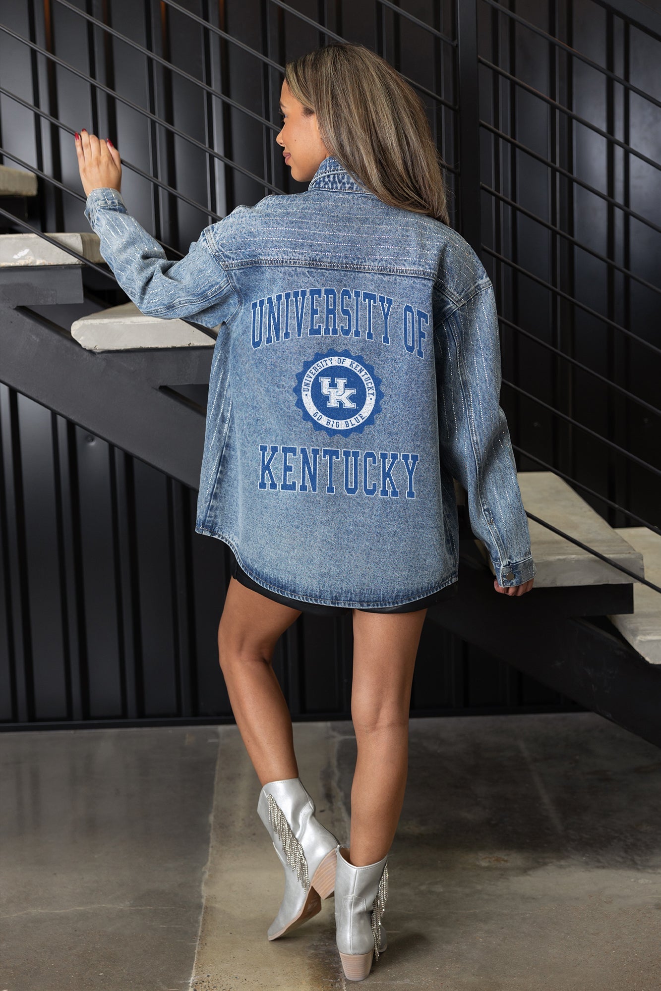 KENTUCKY WILDCATS STYLES THE LIMIT MICRO-RHINESTONE DENIM OVERSHIRT