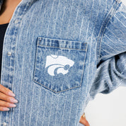 KANSAS STATE WILDCATS STYLES THE LIMIT MICRO-RHINESTONE DENIM OVERSHIRT