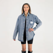 KANSAS STATE WILDCATS STYLES THE LIMIT MICRO-RHINESTONE DENIM OVERSHIRT