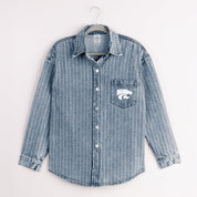 KANSAS STATE WILDCATS STYLES THE LIMIT MICRO-RHINESTONE DENIM OVERSHIRT