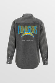 LOS ANGELES CHARGERS END ZONE ENERGY MICRO-RHINESTONE OVERSHIRT BY RANDI MAHOMES