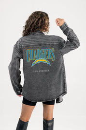LOS ANGELES CHARGERS END ZONE ENERGY MICRO-RHINESTONE OVERSHIRT BY RANDI MAHOMES