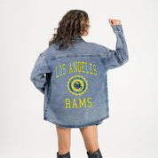 LOS ANGELES RAMS STYLES THE LIMIT MICRO-RHINESTONE DENIM OVERSHIRT